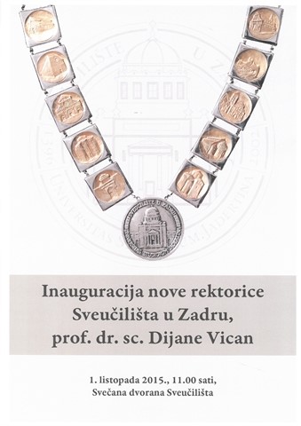 Inauguracija nove rektorice Sveučilišta u Zadru prof. dr. sc. Dijane Vican 